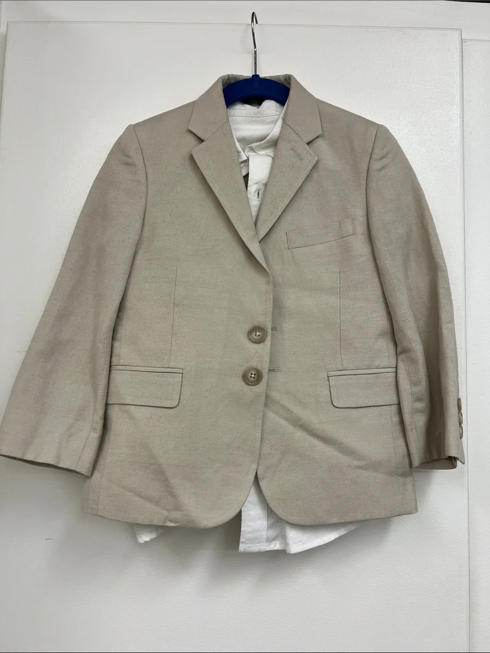 Nordstrom Light Beige Linen Blazer Pant Suit Matching Set 3pc Kids Boy 5